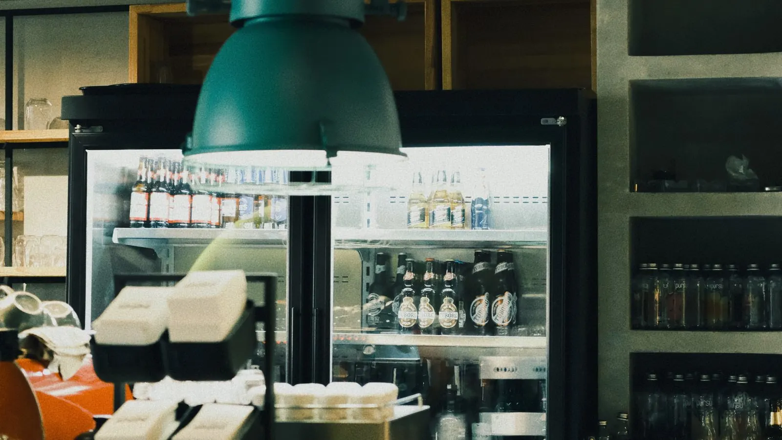 A cafe counter ready for service