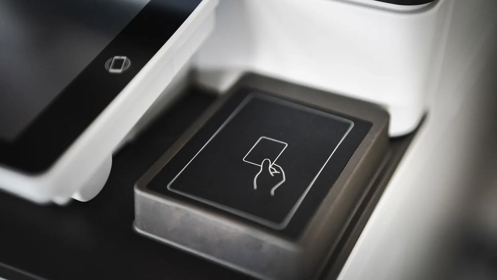 Close-up of a compact contactless card reader